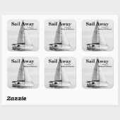 Ruhestand Sail Away Sailboat formell Quadratischer Aufkleber (Blatt)