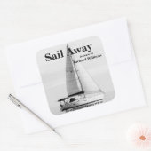 Ruhestand Sail Away Sailboat formell Quadratischer Aufkleber (Umschlag)