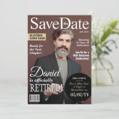 Ruhestand Save the Date Modernes Magazin Einladung (Stehend Vorderseite)