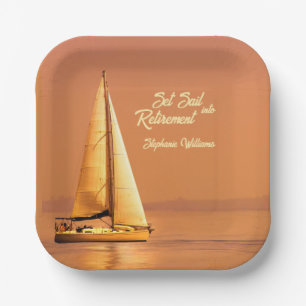 Ruhestand Set Sail in Rente Sail Nautic Pappteller