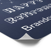 Ruhestand Silver Confetti Stars auf blauem Poster (Ecke)