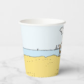 Ruhestand | Snoopy & Woodstock am Strand Pappbecher (Rückseite)