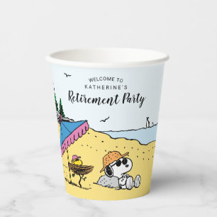 Ruhestand Snoopy & Woodstock am Strand Pappbecher