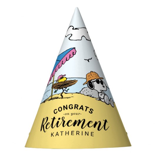 Ruhestand | Snoopy & Woodstock am Strand Partyhütchen (Vorderseite)