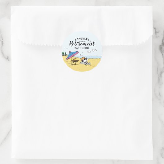 Ruhestand | Snoopy & Woodstock am Strand Runder Aufkleber (Tasche)
