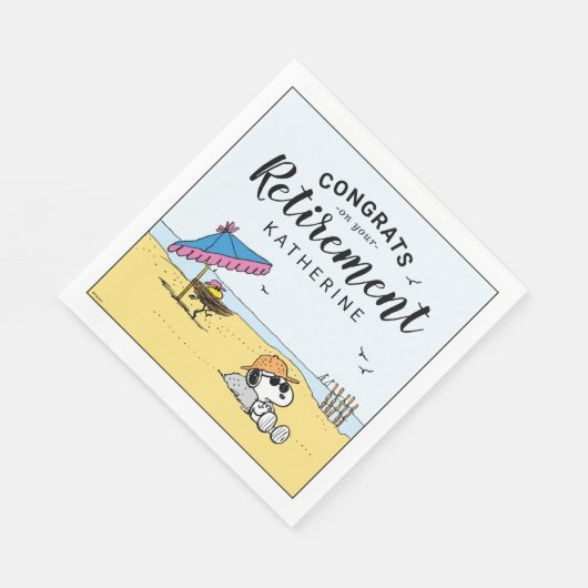 Ruhestand | Snoopy & Woodstock am Strand Serviette (Ecke)