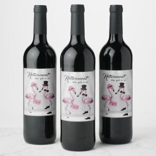 Ruhestand steht uns! Chic Elegant Flamingo Weinetikett