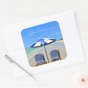 Ruhestand steht uns gut! Sanibel Island Beach Quadratischer Aufkleber