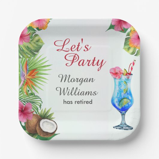Ruhestand Tropical Summer Dine & Cocktail Party Pappteller (Vorderseite)