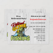 Ruhestand und Gone Fishing Retirement Party Einladungspostkarte (Vorne/Hinten)