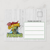Ruhestand und Gone Fishing Retirement Party Einladungspostkarte (Rückseite)
