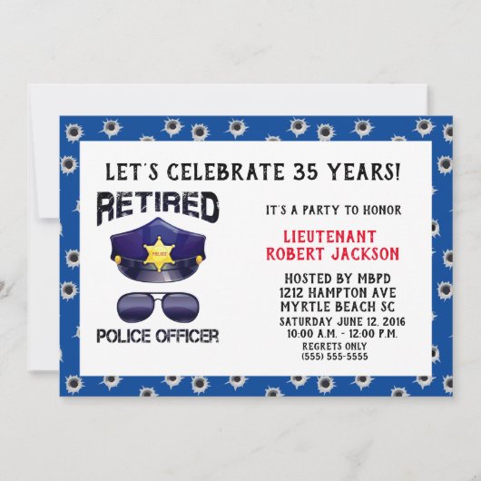 Ruhestand von Funny Bullet Hole Einladung (Vorderseite)