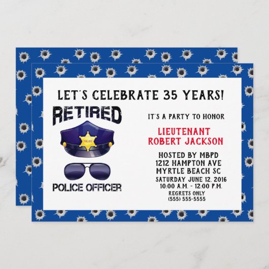 Ruhestand von Funny Bullet Hole Einladung (Vorne/Hinten)