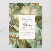 Ruhestand von Magnolias Botanischer Gold Grüne Flo Einladung (Vorne/Hinten)