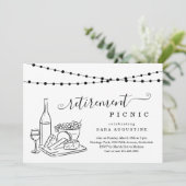 Ruhestand Weinverkostung und Käse Picnic Party in Einladung (Stehend Vorderseite)