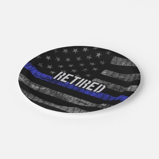 Ruheständige Polizeiflagge Pappteller (Schrägansicht)