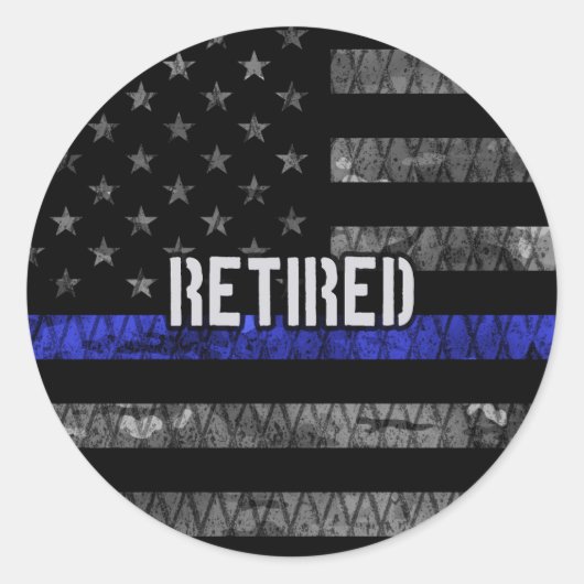 Ruheständige Polizeiflagge Runder Aufkleber (Vorderseite)