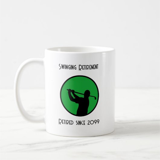Ruheständiger Golf Player in Rente schwingen Kaffeetasse (Links)