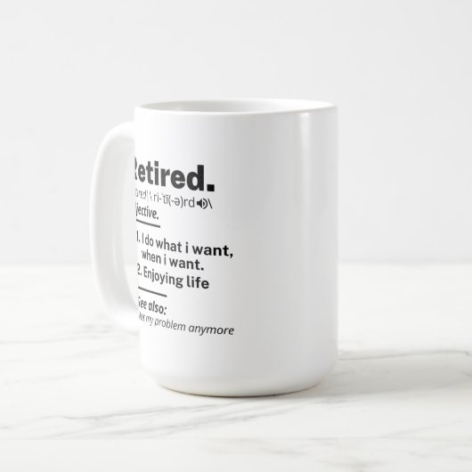Ruheständiges Definition-Substantiv, Funny Retirem Kaffeetasse (Vorderseite Links)