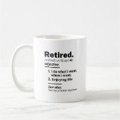 Ruheständiges Definition-Substantiv, Funny Retirem Kaffeetasse (Links)