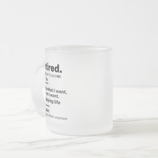 Ruheständiges Definition-Substantiv, Funny Retirem Mattglastasse (Vorderseite Links)