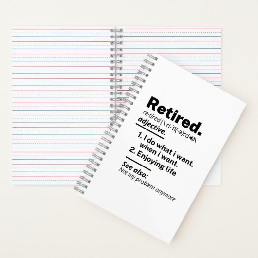 Ruheständiges Definition-Substantiv, Funny Retirem Notizblock (Innen)