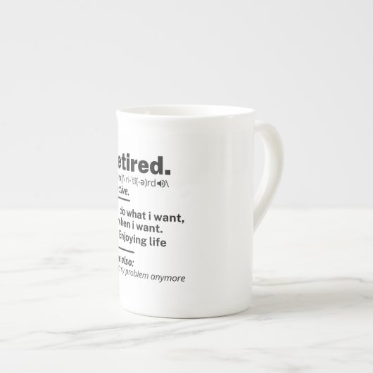 Ruheständiges Definition-Substantiv, Funny Retirem Porzellantasse (Vorderseite Rechts)