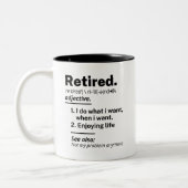 Ruheständiges Definition-Substantiv, Funny Retirem Zweifarbige Tasse (Links)