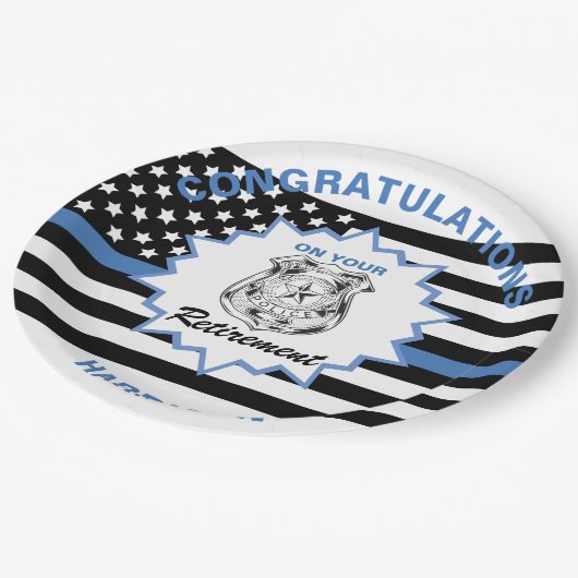 Ruheständische Polizei Herzlichen Glückwunsch Ruhe Pappteller (Schrägansicht)