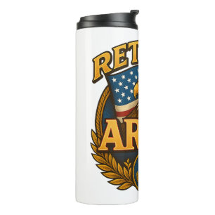 Ruheständler ARMY Design mit Flagge und Adler Thermosbecher