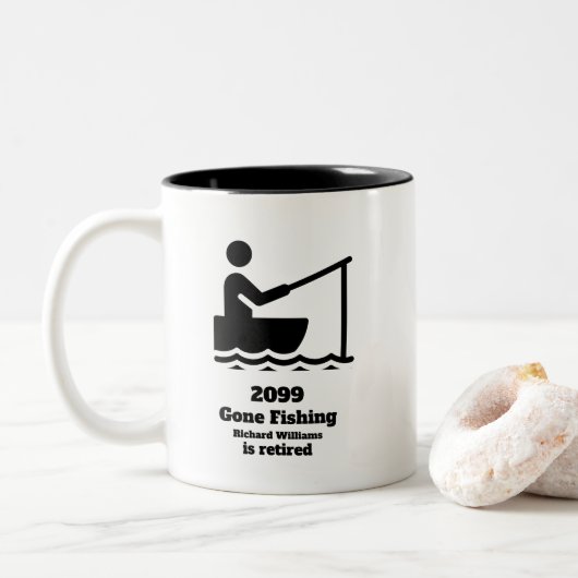 Ruheständler Fischen Moderne Minimalistische Alter Zweifarbige Tasse (Mit Donut)