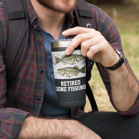 Ruheständler Gone Fishing Largemouth Bass Rustikal Thermobecher