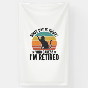 Ruheständler-Katze Vintage-Sonnenuntergang Lustige Banner