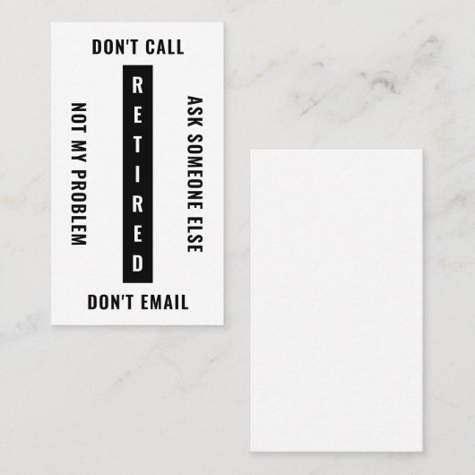 Ruheständler nicht mein Problem Funny Retirement V Visitenkarte (Vorne/Hinten)