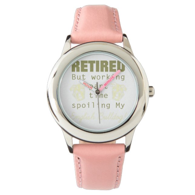 Ruheständlerin des englischen Bulldoghundes Armbanduhr (Vorderseite)