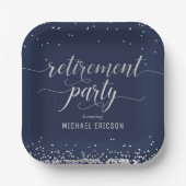 Ruhestandpapier-Platte Elegantes Silber, Marine Pappteller (Vorderseite)