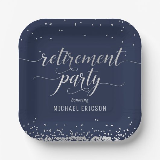 Ruhestandpapier-Platte Elegantes Silber, Marine Pappteller (Vorderseite)
