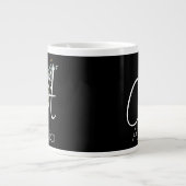 Ruhestands-Blumenmonogramm-Wasserfarbe schwarz Jumbo-Tasse (Vorderseite)