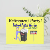 Ruhestands-Einladung-Postarbeitskraft Einladung (Stehend Vorderseite)