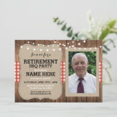 Ruhestands-Einladungs-Foto-Party GRILLEN Rot laden Einladung (Stehend Vorderseite)