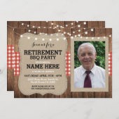 Ruhestands-Einladungs-Foto-Party GRILLEN Rot laden Einladung (Vorne/Hinten)