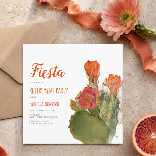 Ruhestands-Fiesta-Kaktus-Blumen-Aquarell-Schrift Einladung