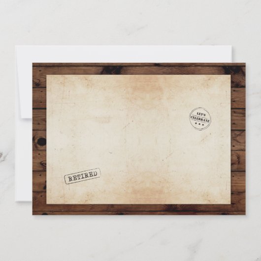 Ruhestands-Foto-hölzerne rustikale Party Einladung (Rückseite)