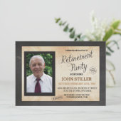 Ruhestands-Foto-Kreide-rustikale Party Einladung (Stehend Vorderseite)
