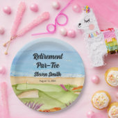 Ruhestands-Golfplatz am Strand Einladung Pappteller (Party)