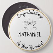 Ruhestands-Gratulation personalisierter Name Anden Button (Vorne & Hinten)