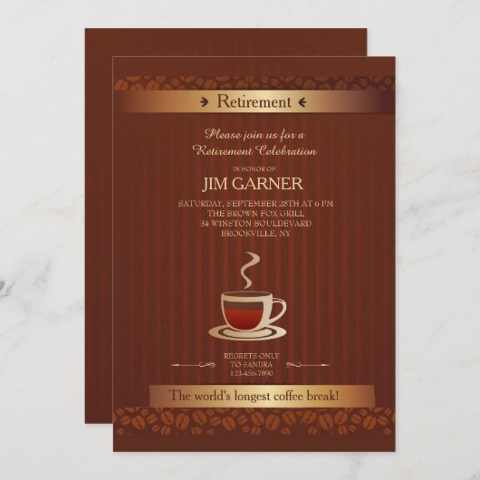 Ruhestands-Kaffeetasse-Einladung Einladung (Vorne/Hinten)