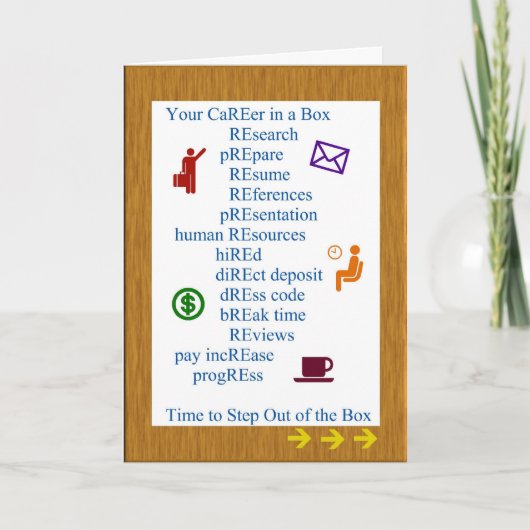 Ruhestands-Karriere in einer Kasten-Gruß-Karte Karte (Vorderseite)