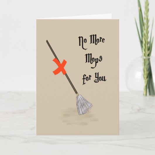 Ruhestands-Karte für Hausmeister mit Mopp Karte (Vorderseite)