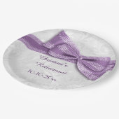 Ruhestands-lila Damast und Imitat-Bogen Pappteller (Schrägansicht)